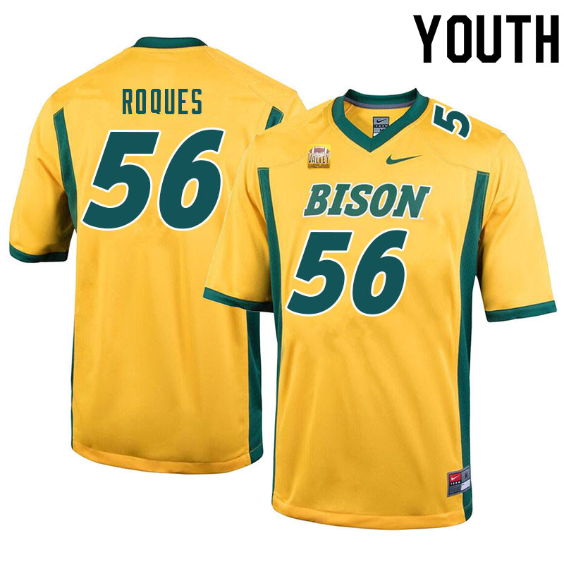 Youth #56 Loshiaka Roques North Dakota State Bison College Football Jerseys Sale-Yellow - Click Image to Close